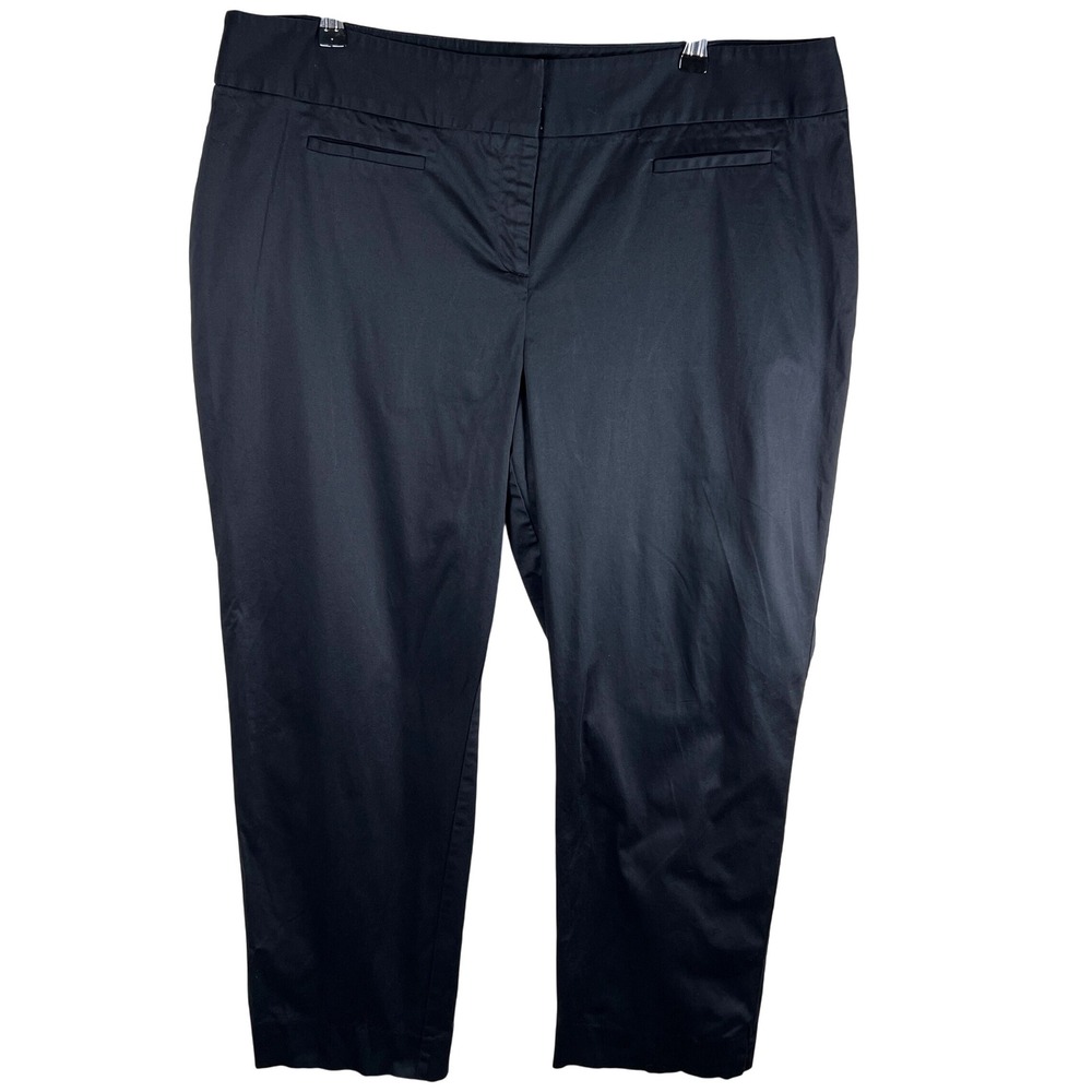 Alfani Woman Black Straight Leg Capri Pants Cotton Stretch Cropped Plus Size 18W
